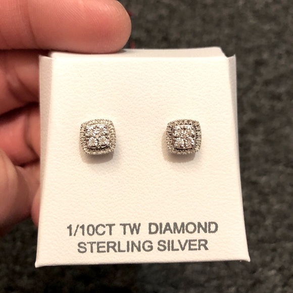 jcpenney Jewelry New Real Diamond Earrings Ss 1 Carat Tw Silver Poshmark
